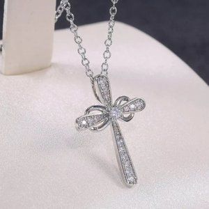 Cross 925 Silver Necklace Cubic Zircon Women